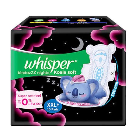 Whisper Bindazzz Nights Koala Soft Sanitary Pads - XXL