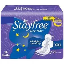 Stayfree Dry Max All Night Sanitary Pads (Extra Large Wings)