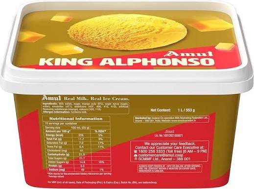 Amul King Alphonso Gold Ice Cream Tub