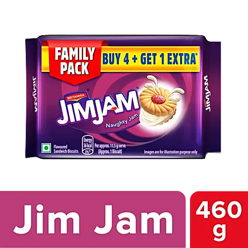 Britannia Treat Jim Jam Sandwich Cream Biscuits - Buy 4 Get 1 Free
