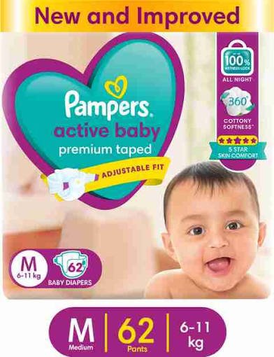 Pampers Active Baby Diaper (M, 6 - 11 kg)