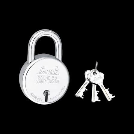 Link 65 mm New Steel Round Lock with 3 Keys
