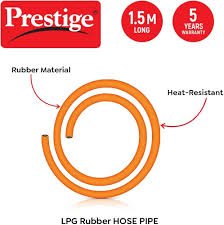 Prestige 1.5 m LPG Rubber Gas Hose Pipe with Steel Wire Reinforcement (Orange)